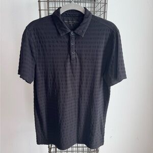 John Varvatos Textured Black Polo Shirt